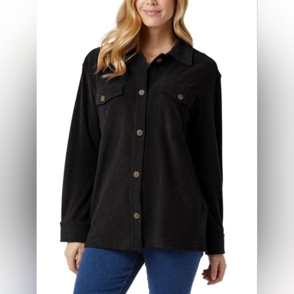 32 Degrees Heathered Black Button Down